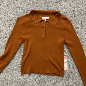 XS,brown-orange, long sleeve Shirt/sweater